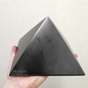 Shungite pyramid Extra Big size 5.9 inches Authentic Shungite stone from Russia | Large shungite pyramid 15 cm | Genuine shungite stone