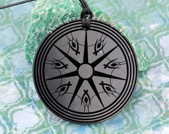 Activator of spirit energy Shungite pendant  | Amulet of vital aspiration | Big size 1.8 inches Authentic Shungite stone