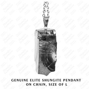 Rare Natural Crystal Pendant  - Elite Shungite - Neckalce with a Stainless Steel Chain  - Carbon 98% - Silver Color Necklace