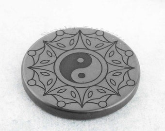 Yin Yang - Protective Sticker Plate for mobile Phone - Made of Rare Authentic Shungite c60 stone - 1.2 inches / 3cm