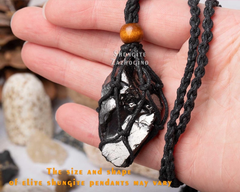Elite Shungite Pendant, large elite shungite, big elite shungite necklace, noble shungite pendant