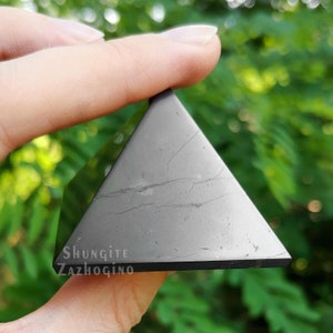 Shungite Pyramid Polished made of Russian c60 stone | Shiny Surface | Size of 2 inches - 5cm | Deep black color | Genuine Shungite Stone