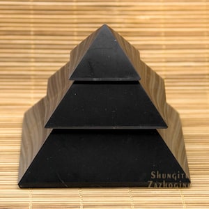 Large Shungite Pyramid | Sakkara | Feng Shui Shungite Pyramid | Size 4 inches / 10cm | Russian shungite stone