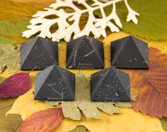 Shungite Pyramids Set | There are 5 pieces in the set | Unpolished surface | Authentic shungite stone made in Russia