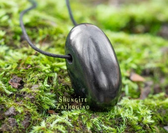 Real Shungite - Pendant Made of Natural Black Rare Stone | This is NOT Orgonite or Plastic! | Genuine Shungite Rock - Fullerene