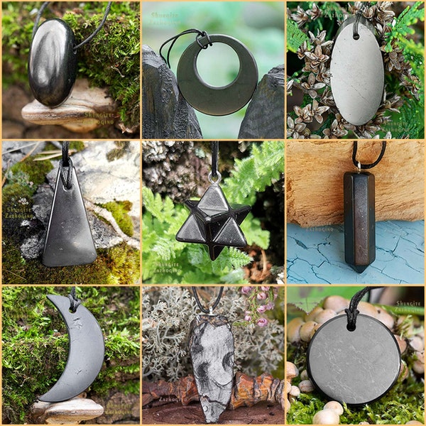 Choose your style Shungite pendants | 9x different styles | Size about 1.4 inches | Authentic shungite stone