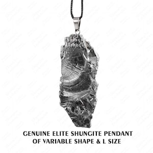 Rare Natural Crystal Pendant  - Elite Shungite - Large Size - Authentic Karelian Rock Type 1 - Carbon 98% - Fullerene Raw Rock Necklace