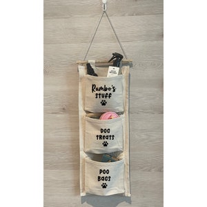 Personalised Dog Wall Hanging Storage, Dog Homeware, Dog Gifts, Home Organisation