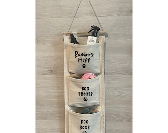 Personalised Dog Wall Hanging Storage, Dog Homeware, Dog Gifts, Home Organisation