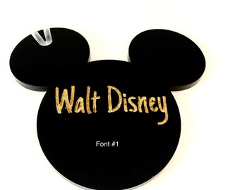 Étiquette de bagage Mickey l Étiquette de bagage Disney l Étiquette de bagage en acrylique l Étiquette de bagage l Étiquette de bagage Mickey Oreilles
