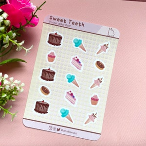 Stickervel Sweet Teeth || Notitieboekjestickers || Dagboekstickers || Plannerstickers || Leuk stickervel || Kawaii-stickers