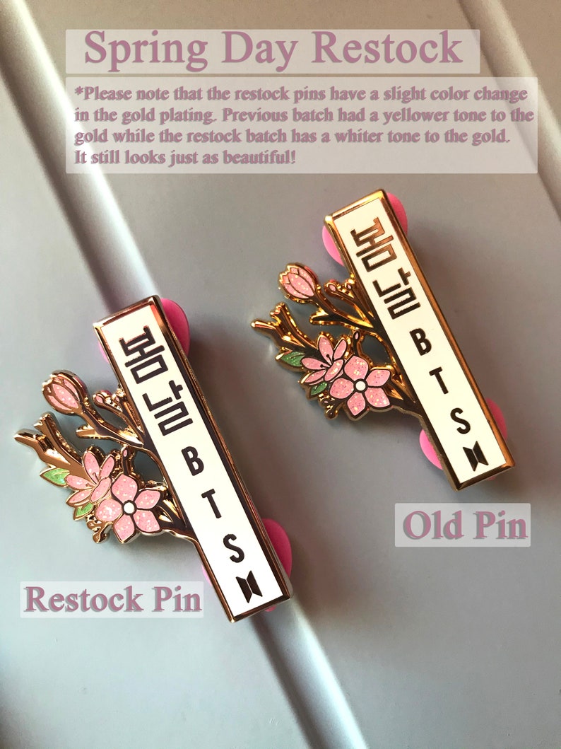 BTS Spring Day Enamel Pin: Gold Plated Glitter Pin, 2" image 10