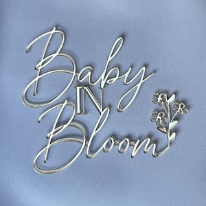 Baby in Bloom Acrylic Mirror Cake Charm | Mini Floral Baby Shower Acrylic Cake Topper | Gender Reveal Announcement Cake Decor