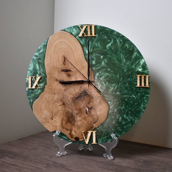 Epoxy Wall Clock | Olive Wood | Resin