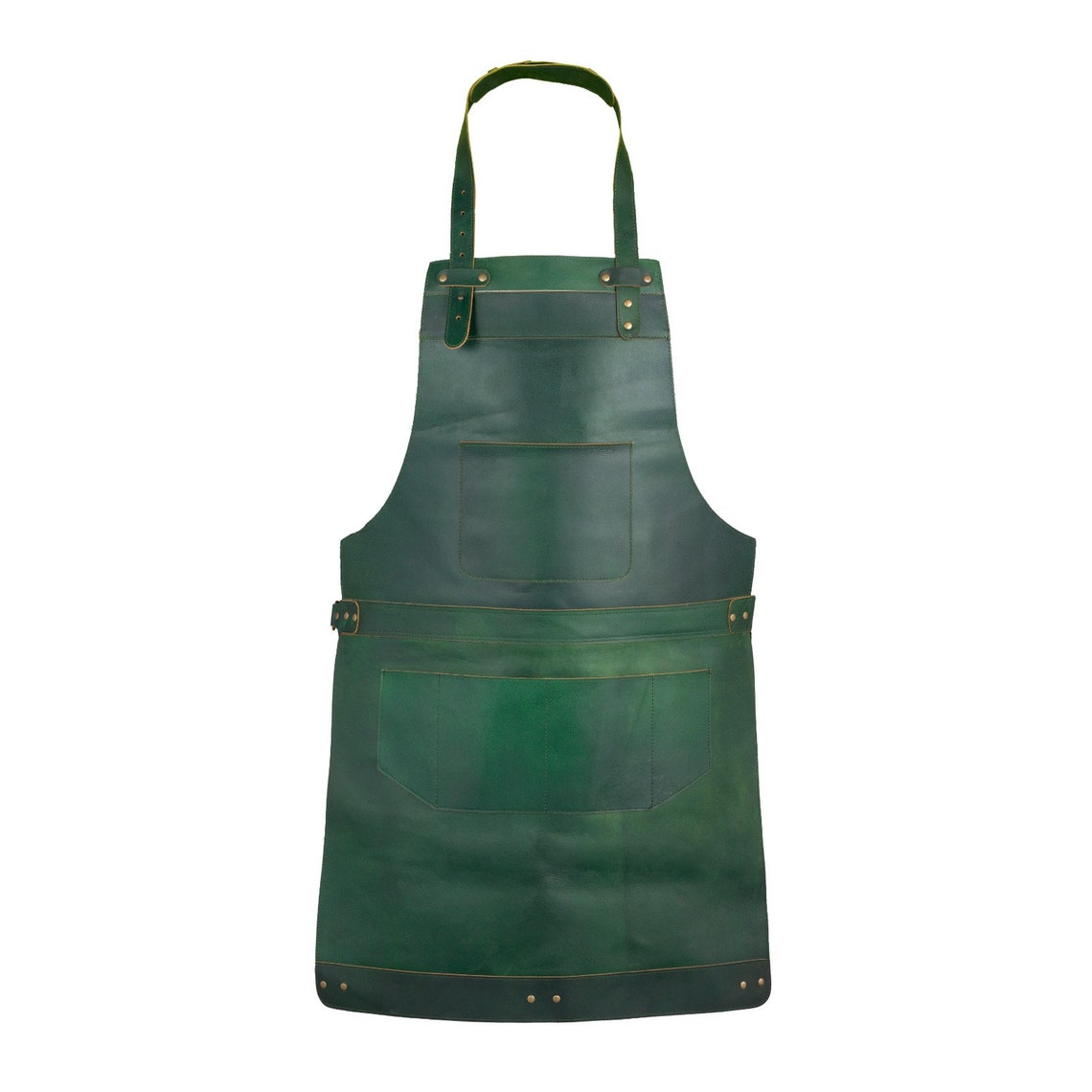 Green Real Leather Apron Butcher Apron BBQ Apron Cooking Etsy