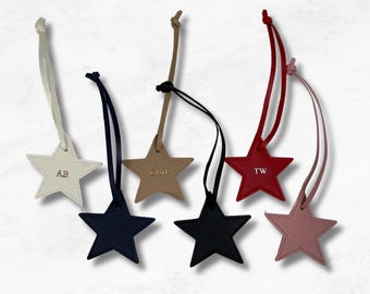 Personalised Star Bag Charm, Vegan Leather Monogram Initial Keyring, Luggage Tag, Custom Bag Accessory