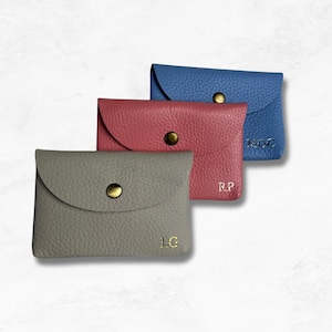 Personalisierte Leder Mini Geldbörse - Benutzerdefinierter Name Initialen Geldbörse Kartenhalter Brieftasche - Visitenkartenhalter