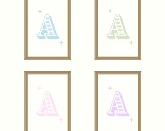 Personalised Initial Letter A4 Print - Poster - Wall Art - Nursery Decor - Unframed
