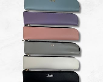 Personalisierte Federmäppchen, veganes Leder Benutzerdefinierte Monogramm Name Briefpapier, Schulanfang, Bürobedarf