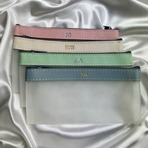 Personalisierte klare Federmäppchen - Vegan Leder Benutzerdefinierte Name Initialen Federmäppchen - Back to School Bürobedarf - Geschenke für Lehrer