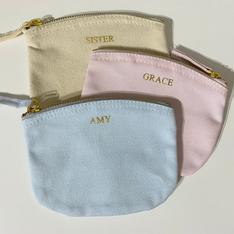 Personalised Mini Pouch Accessory Bag Zip Purse Coin Purse Gifts for Her Birthday Gift Mothers Day image 2