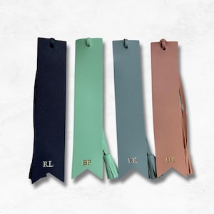 Personalised Tassel Bookmark, Vegan Leather Custom Monogram Initials Gift for Reader, Book Lover