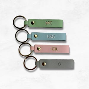 Personalised Vegan Leather Loop Keyring: Initials Gift for New Drivers & Homeowners
