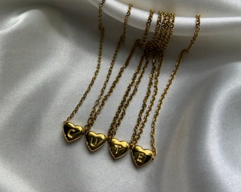 Mini Heart Initial Necklace, 18K Gold Plated Custom Dainty Letter Pendant Necklace, Personalised Jewellery