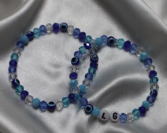 Blue Evil Eye Beaded Bracelet