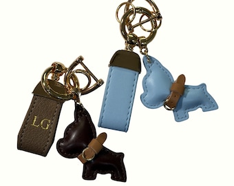 Personalised Dog Charm Keyring, Custom Initial Bag Charm, Monogram Keychain