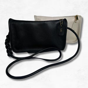 Personalised Leather Crossbody Bag, Custom Name Initial Plait Strap Cross Body Bag