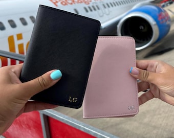 Personalised Passport Cover, Vegan Leather Custom Initials Monogram Passport Holder, Travel Gift