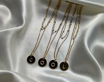 Layered 18K Gold Plated Initial Necklace, Custom Letter Pendant Necklace, Personalised Jewellery