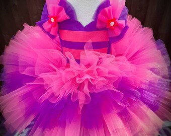 Cheshire Cat Inspired Character Inspired Knee Length Tutu Dress Costume/Party Dress/Birthday Dress/Halloween Costume
