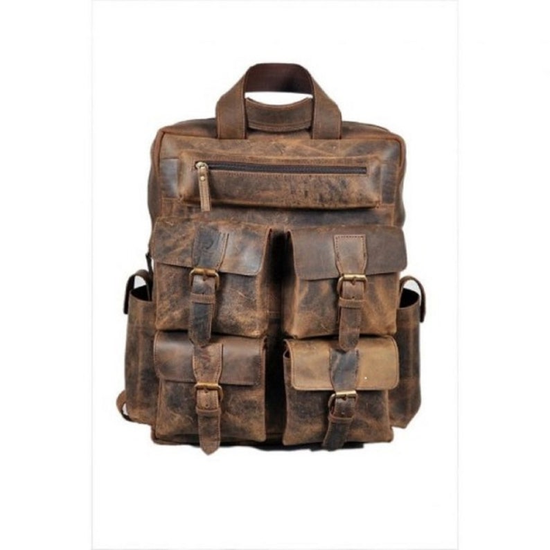 Vintage Buffalo Leather Backpack, Multi Pockets Travel Bag for Men/Women, Multiple Laptop Backpack, shops Day Pack School Bag, Travel Bag Satchel