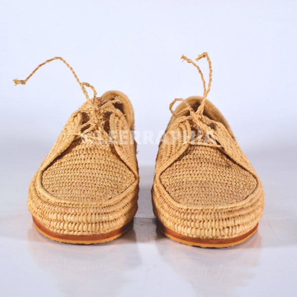 Moccasins Moroccan Raffia, Handmade raffia shoes, moroccan Unisex raffia loafers.