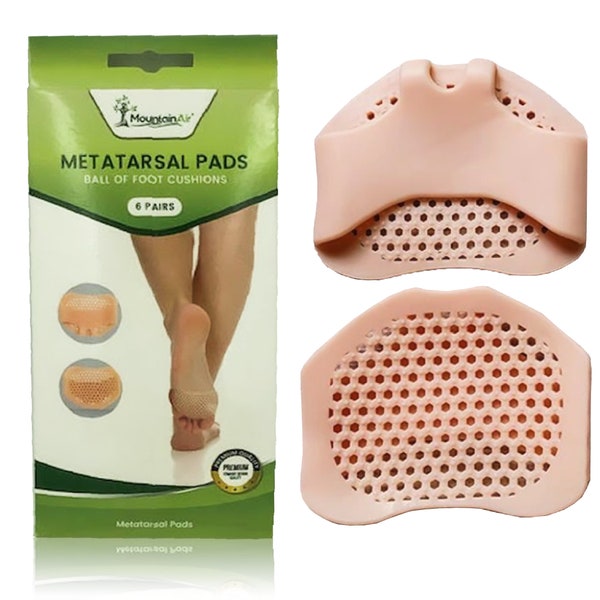 Metatarsal Pads for Men Women – 6 Pairs Ball of Foot Cushions - Pain Relief and Comfort Soft Gel Foot Pads - Forefoot Pad Breathable Insoles