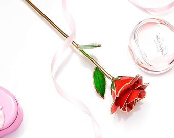 Gold Dipped Rose, 24k Gold Rose,Long Stem 24k Gold Lasted Real Roses with Stand, Gift for Valentine's Day/Mothers Day/Birthday/Anniversary