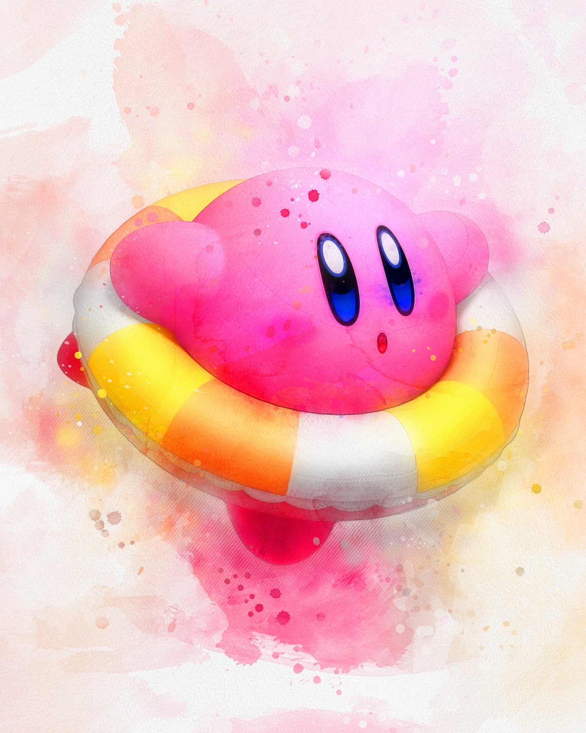 Kirby Swimming time watercolor print digital download Etsy