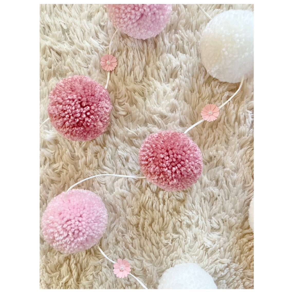 Medium Pink and White Pom Pom Garland Pom Pom Decoration Etsy