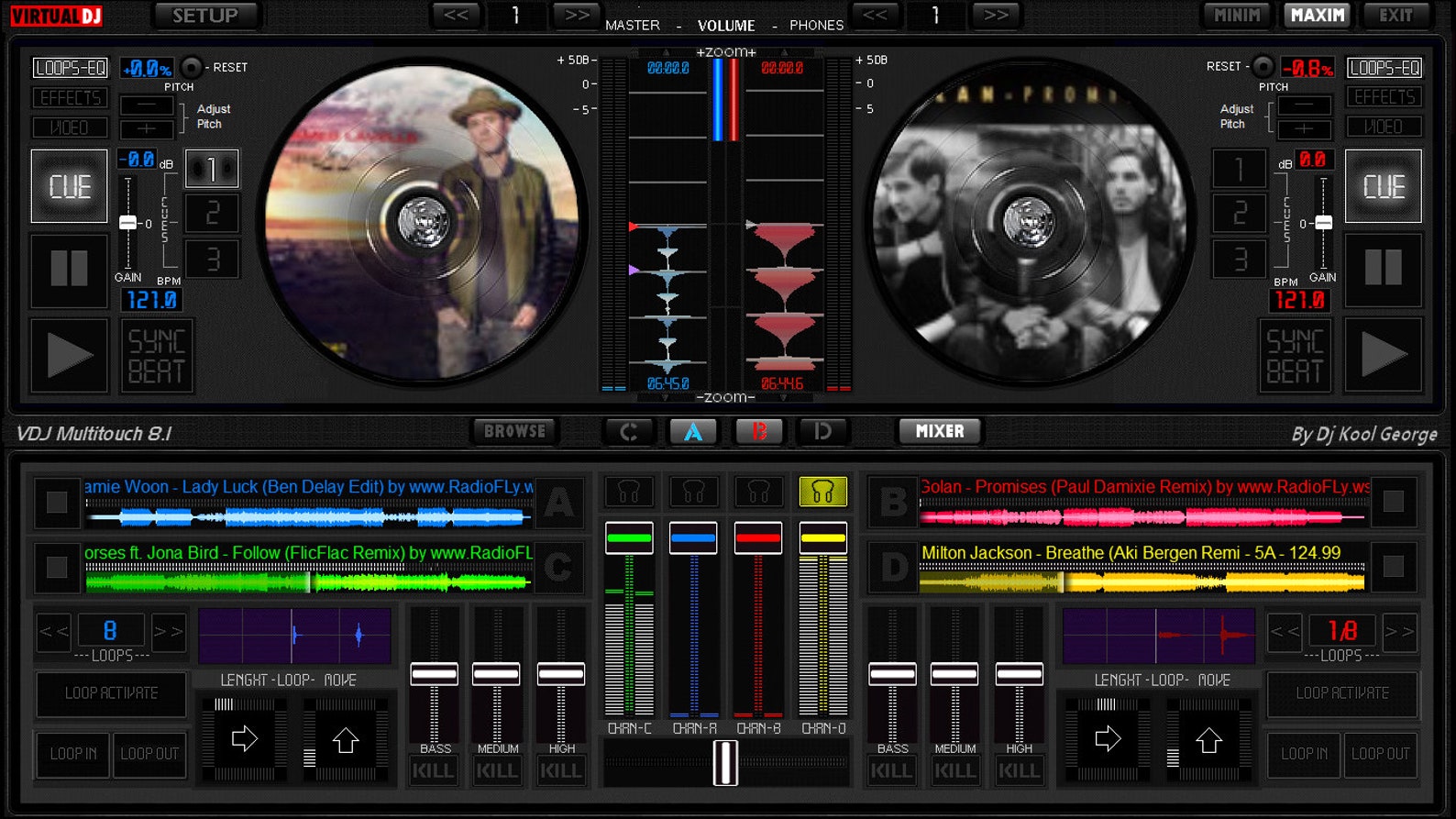 Virtual DJ mixing interface for touch screen VDJ Multitouch Etsy