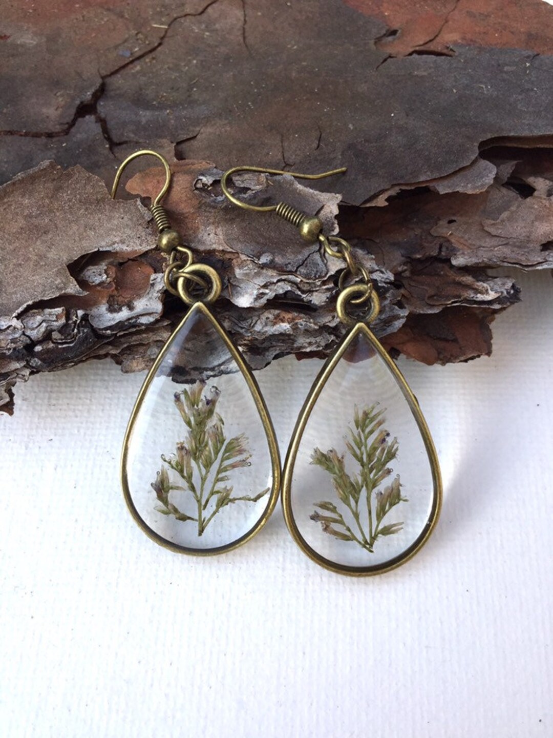 Handmade Resin Earrings Dried Flowers Real Flowers Resin Etsy