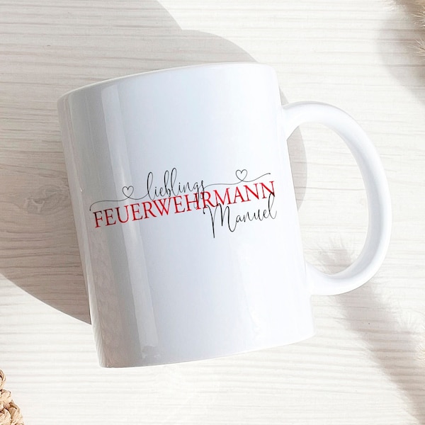 Tasse Lieblingsfeuerwehrmann Geschenk personalisiert Feuerwehrmann / LMS001