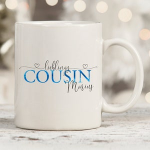 Tasse oder T-Shirt Cousin personalisiertes Geschenk Lieblingscousin Geburtstag Ostern Weihnachten / LMS001