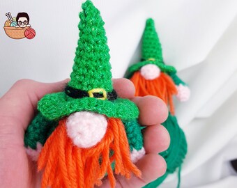Patrick The Gnome Crochet Pattern, Gnome Amigurumi Crochet, Crochet Gnome Pattern, Crochet Gnomes, crochet st patricks day gnome