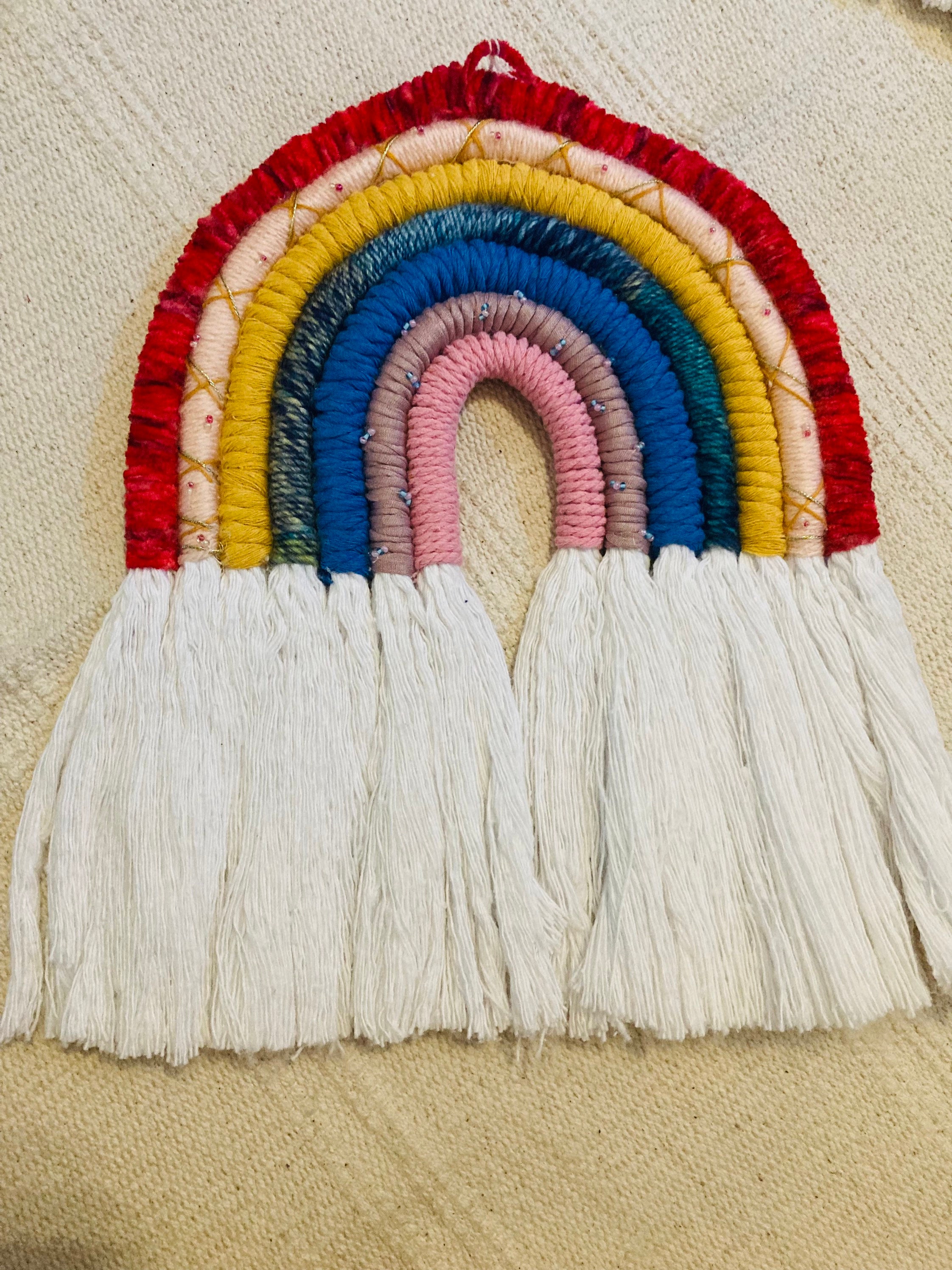 Chunky extra Large luxury Unique Macrame Rainbow wall hanging Etsy