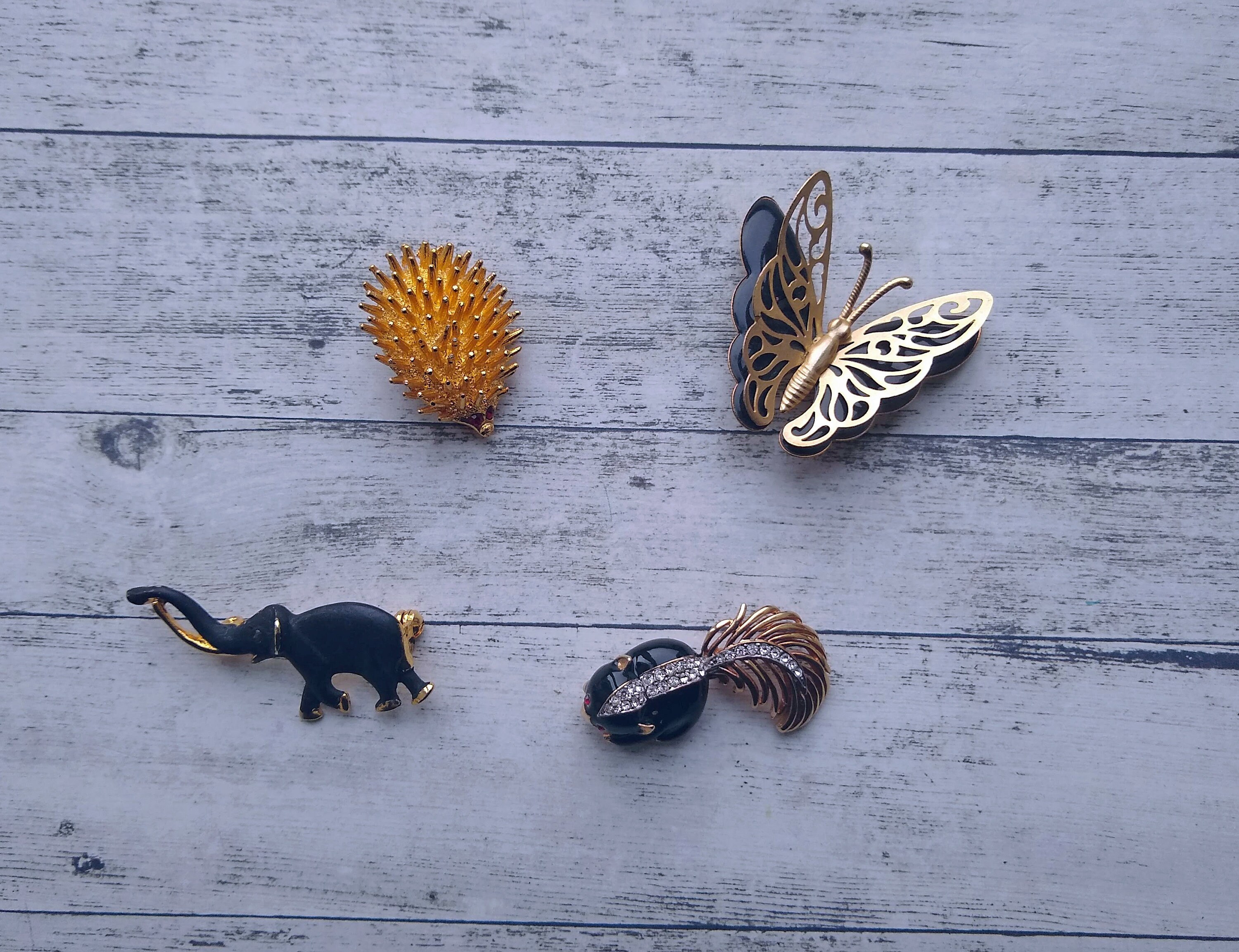 Vintage Animal Brooches Choose From Hedgehog Butterfly Etsy UK