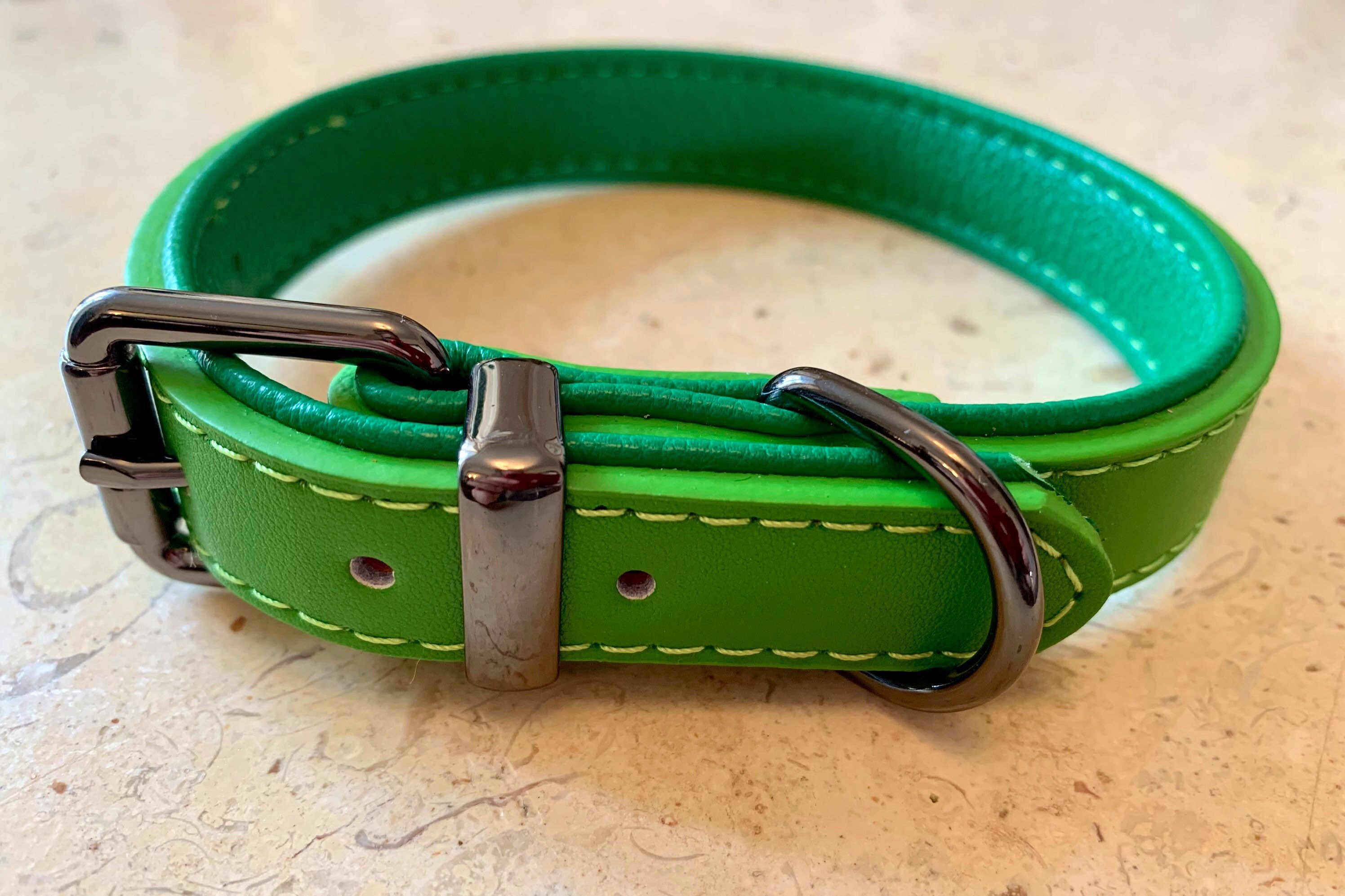 Leather Dog Collar Personalised Dog Collar Green Dog Collar Etsy UK