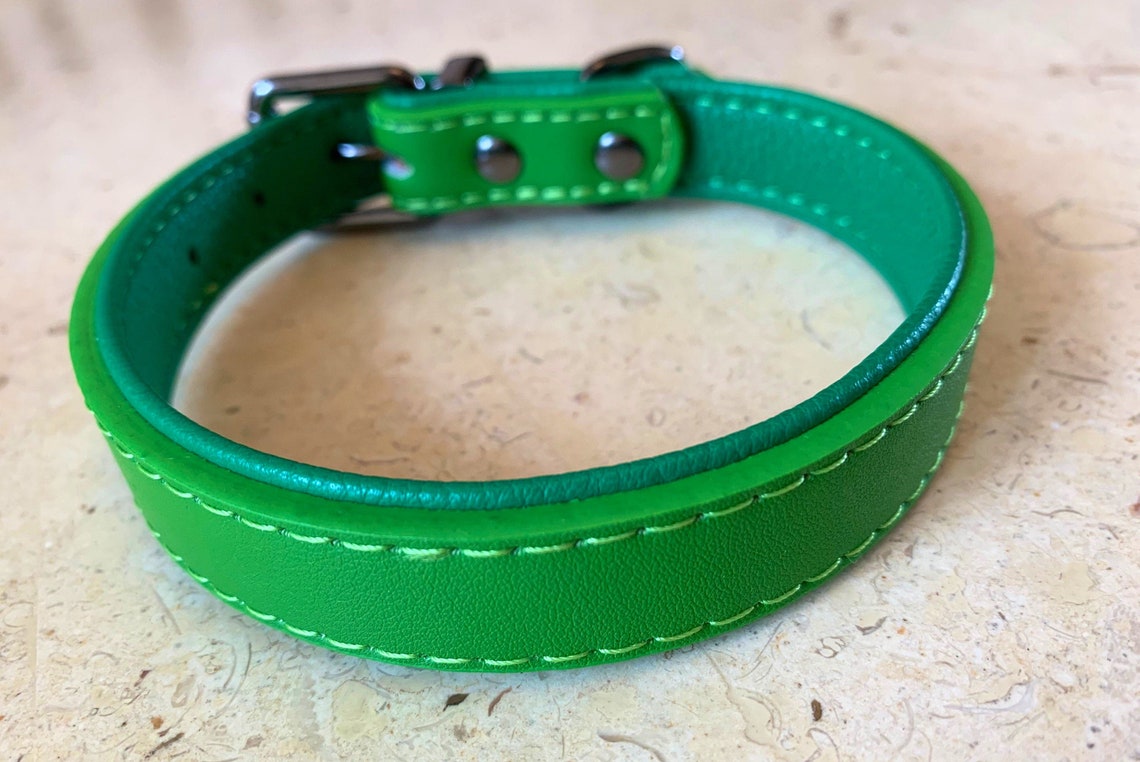 Leather Dog Collar Personalised Dog Collar Green Dog Collar Etsy UK