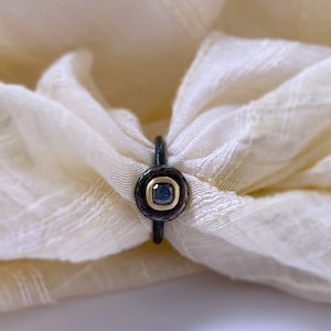 18k Gold & 925 Silver Ring - Natural Diamond Ring - Natural Brown Diamond Ring - Diamond Jewellery - Ancient Style Diamond Ring